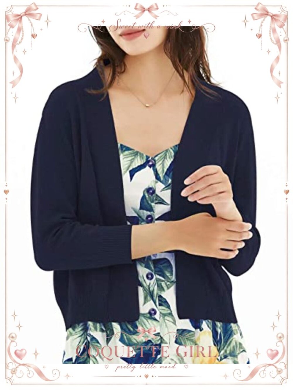 Womens 3/4 Sleeve Cropped Knit Cardigan Shrug Open Front Bolero